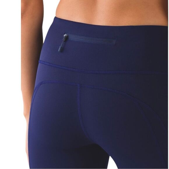 Lululemon Fresh Tracks Tight Hero Blue Compression Leggings With Pockets, Size 6 - Picture 8 of 10
